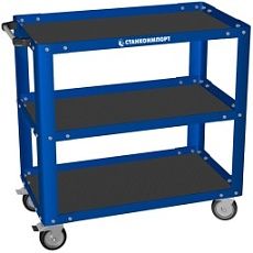 Тележка инструментальная открытая с 3 полками синего цвета RAL 5005 